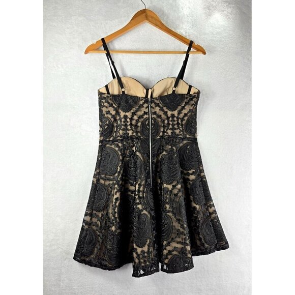 Black Lace Formal Mini Dress BeBe X Naven Corset Bustier Spaghetti Straps Victor - Picture 5 of 12